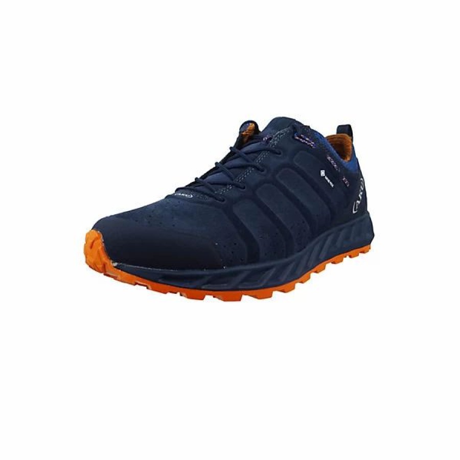 Schnurschuhe * | Aku Herren Wanderschuhe Winterschuhe Rapida Evo Gtx 767 Blau 63 Blue-Orange Wildleder / Suede Mit Vibram Cruise Mit Cs-Trek-Compound & Eva & Ortholite Hybrid Partially Recycled Schnurschuhe Blau