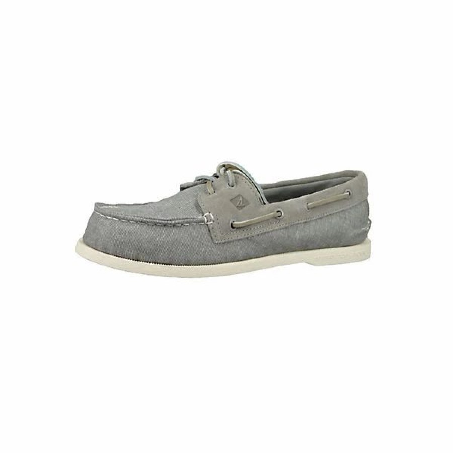 Schnurschuhe * | Sperry Herren Bootsschuhe Sts19370 A/O 2 Eye Linen Grey Grau Schnurschuhe